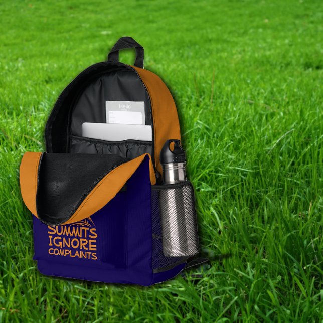 Hiker camping humour blue orange printed backpack (Creator Uploaded)