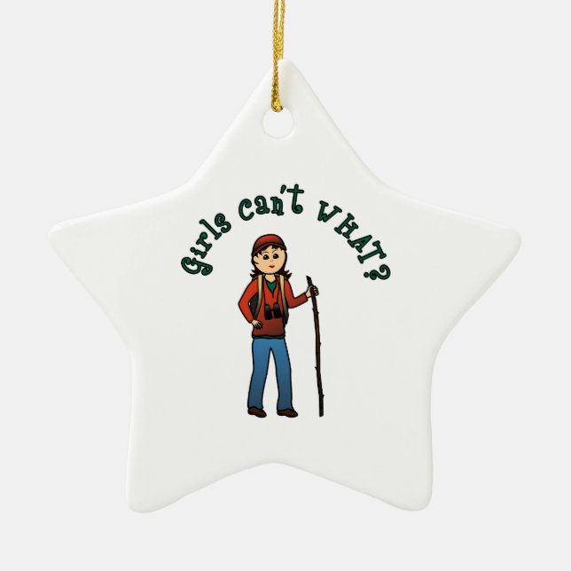 Hiker Girl Ceramic Ornament (Front)