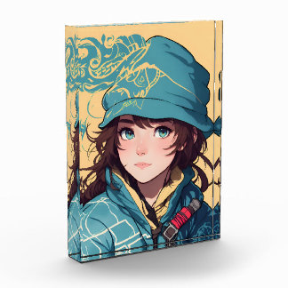 Hiker girl photo block
