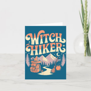 Hiker Hiking Witch Halloween Retro Vintage Witch H Card