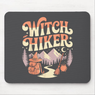 Hiker Hiking Witch Halloween Retro Vintage Witch H Mouse Pad