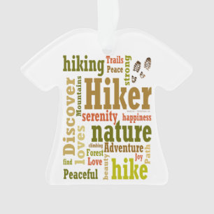 Hiker Hiking Word Cloud T-Shirt Ornament