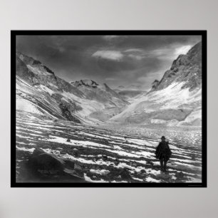 Hiker in the Mount Aconcagua Valley in Chile 1915 Poster
