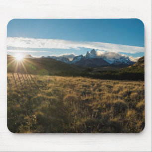 Hiker Looking At Fitz Roy Mountains, Patagonia Mouse Pad