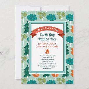Hiker Nature Society Earth Day Trees Pattern Invitation