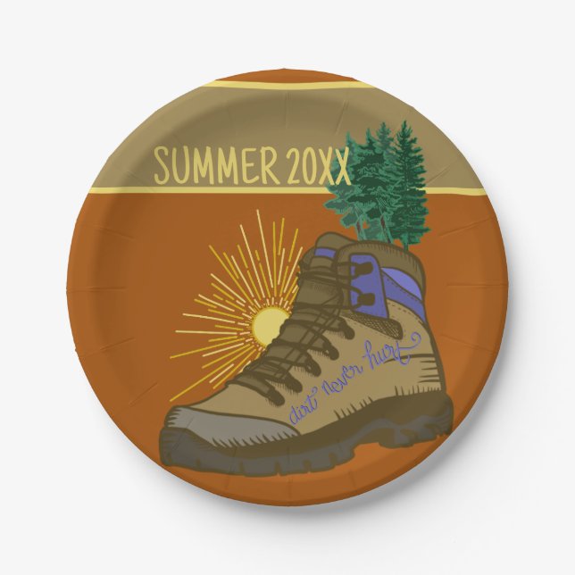 Hiker Personalized Camping Picnic Paper Plate (Front)
