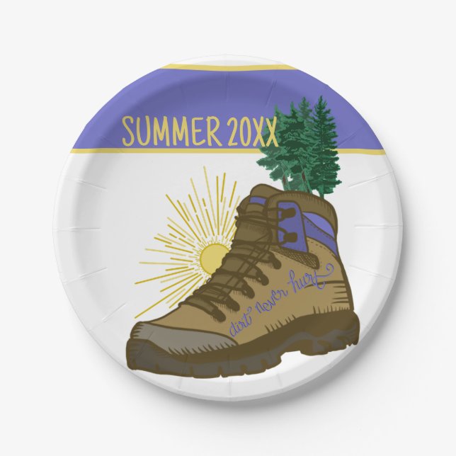 Hiker Personalized Camping Picnic Paper Plate (Front)