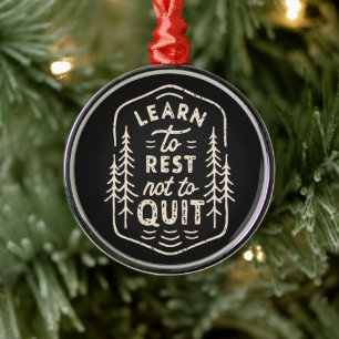 Hiker trail runner motivation retro rustic black metal ornament