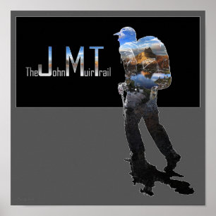 Hiker with Cathedral Peak 2 - John Muir Trail Poster