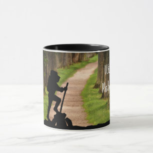 Hiker with Forest Trail and Compass personalize Mug