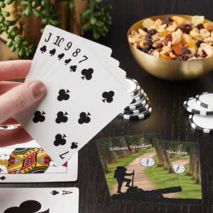 Hiker with Forest Trail and Compass personalize Playing Cards