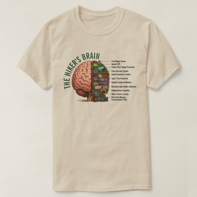 HIker's Brain funny T-Shirt (Design Front)