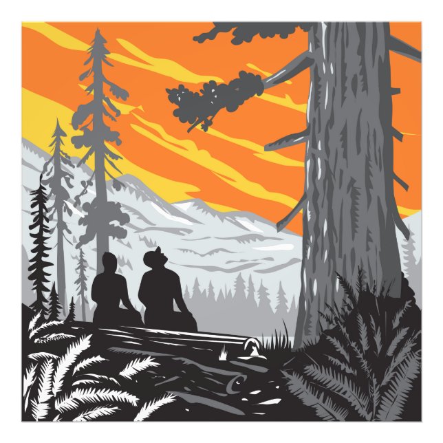 Hikers in Jedediah Smith Redwoods State Park WPA Photo Print (Front)