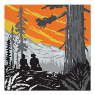 Hikers in Jedediah Smith Redwoods State Park WPA Poster