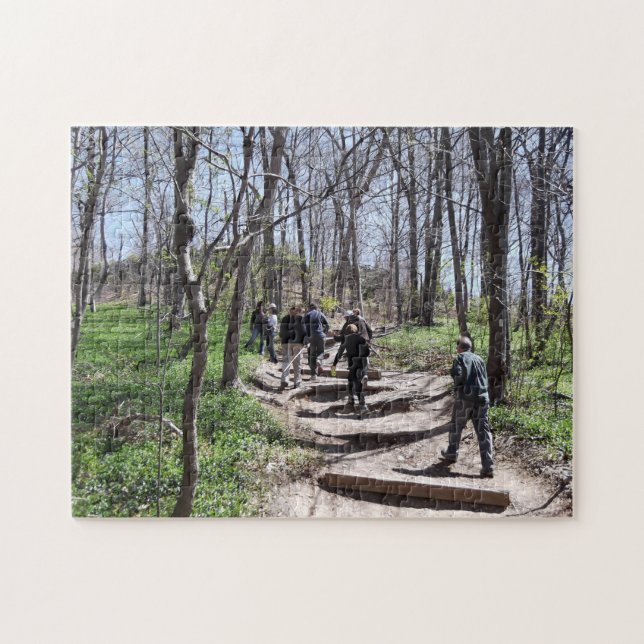 Hikers on a Trail Hiking In The Woods 252-piece Jigsaw Puzzle (Horizontal)