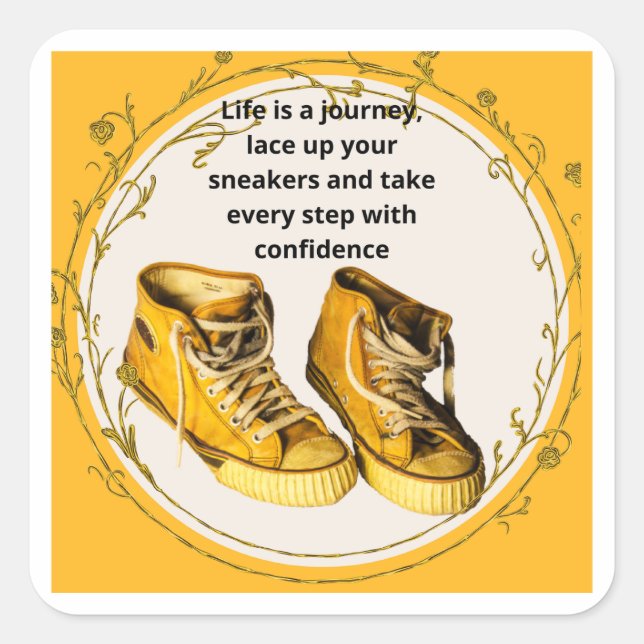 Hiker's sneakers square sticker (Front)
