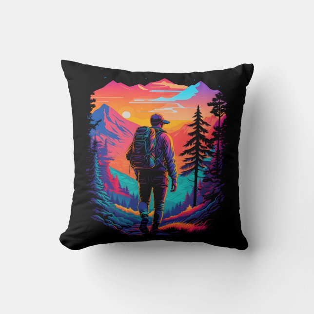 Hiking Adventure Throw Pillow (Front)