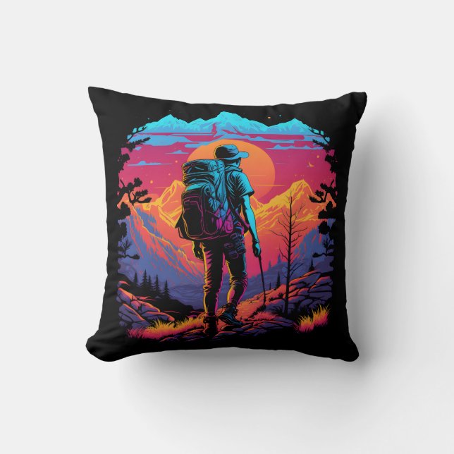 Hiking Adventure Throw Pillow (Front)