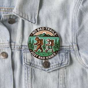 Hiking Bears With Backpacks No Bad Trails 3 Inch Round Button