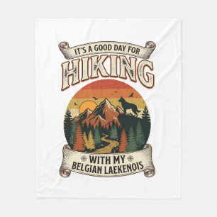 Hiking Belgian Laekenois Dog Mountain Sunset Fores Fleece Blanket