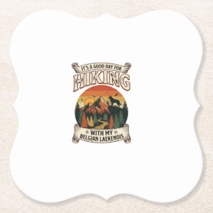 Hiking Belgian Laekenois Dog Mountain Sunset Fores Paper Coaster