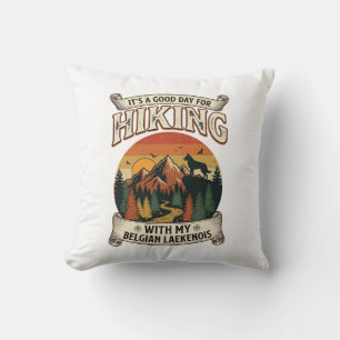 Hiking Belgian Laekenois Dog Mountain Sunset Fores Throw Pillow