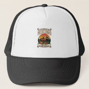 Hiking Belgian Laekenois Dog Mountain Sunset Fores Trucker Hat