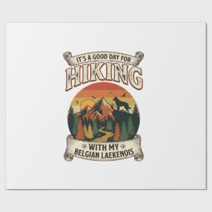 Hiking Belgian Laekenois Dog Mountain Sunset Fores Wrapping Paper