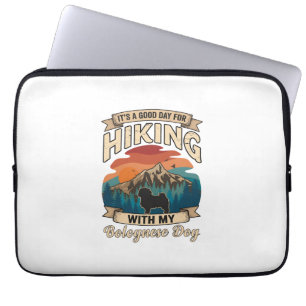 Hiking Bolognese Dog Mountains Sunset Laptop Sleeve
