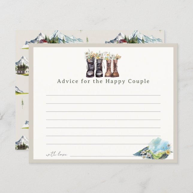 Hiking Boots Couples Shower Advice Cards (Front/Back)