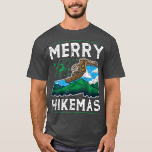 Hiking Boots Mountains Camping Merry Christmas T-Shirt
