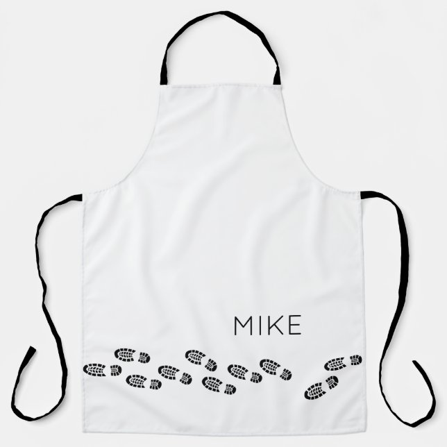 Hiking Boots Outdoors Adventure NAME Modern Apron (Front)