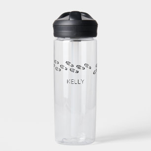 Hiking Boots Tracks NAME Adventure Outdoors Fun Water Bottle