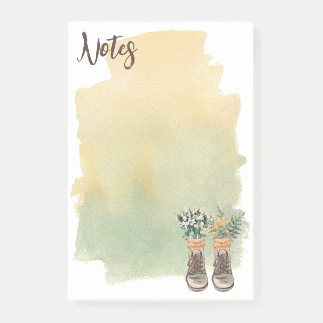 Hiking Boots & Wildflowers Post-it Notes (Front)
