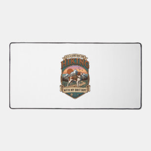 Hiking Brittany Dog Backpack Mountains Desk Mat