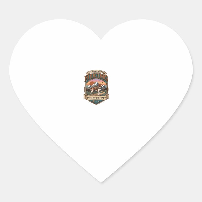 Hiking Brittany Dog Backpack Mountains Heart Sticker (Front)