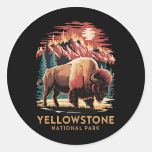 Hiking Camping Explore Yellowstone National Park N Classic Round Sticker