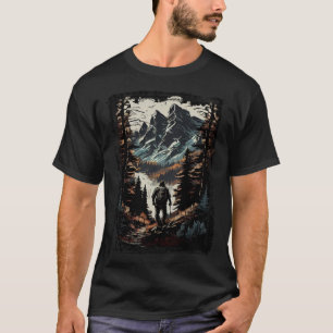 Hiking camping mountains sunset hiker retro 70s vi T-Shirt
