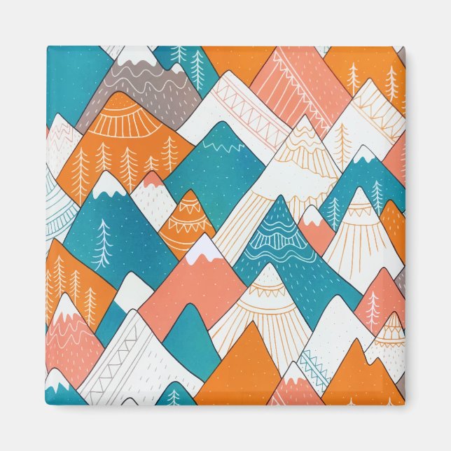 Hiking Camping World Travel Mountain Peaks Magnet (Front)
