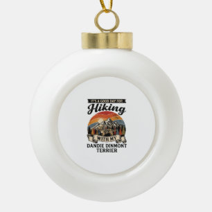 Hiking Dandie Dinmont Terrier Dog Mountain Retro S Ceramic Ball Christmas Ornament