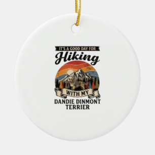 Hiking Dandie Dinmont Terrier Dog Mountain Retro S Ceramic Ornament