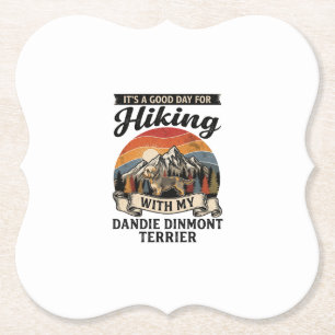 Hiking Dandie Dinmont Terrier Dog Mountain Retro S Paper Coaster