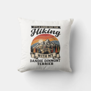Hiking Dandie Dinmont Terrier Dog Mountain Retro S Throw Pillow