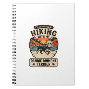 Hiking Dandie Dinmont Terrier Dog Mountain Sunset Notebook