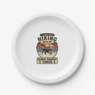 Hiking Dandie Dinmont Terrier Dog Mountain Sunset Paper Plate