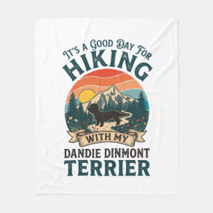 Hiking Dandie Dinmont Terrier Dog Mountains Sunset Fleece Blanket