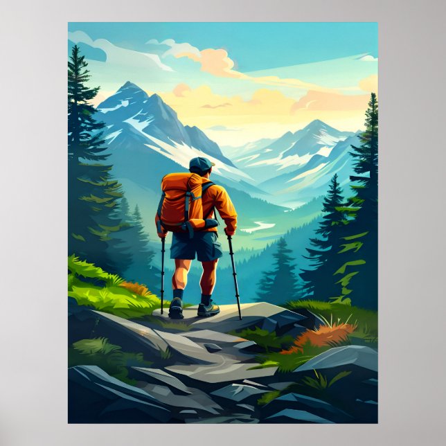 Hiking Digital Art Design Poster (Front)