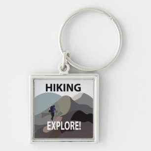 Hiking Explore Mountains Adventure Hiking  Keychain