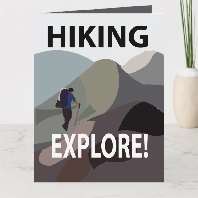 Hiking Explore Mountains Hiking  Card (Front)