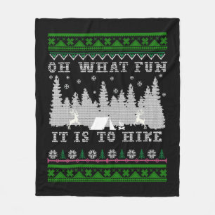 hiking fun Ugly Christmas Fleece Blanket
